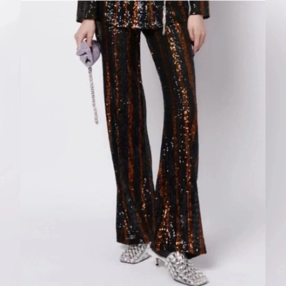 Zara Sequin Flare Pants Sold Out Online! Size Medium - Picture 1 of 7